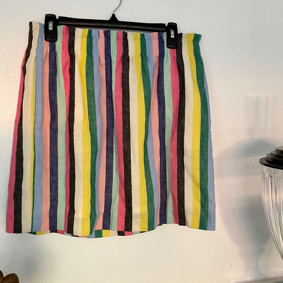 NWT J Crew Pull-On Linen Skirt Stripe Rainbow 10 - Picture 4 of 4